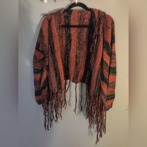 Rue 21 Small Orange And Black Speckled Knit Cardigan